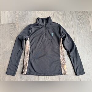 Browning Porter Camo Side Panel 1/4 Zip Fleece Pullover in Black Size Medium